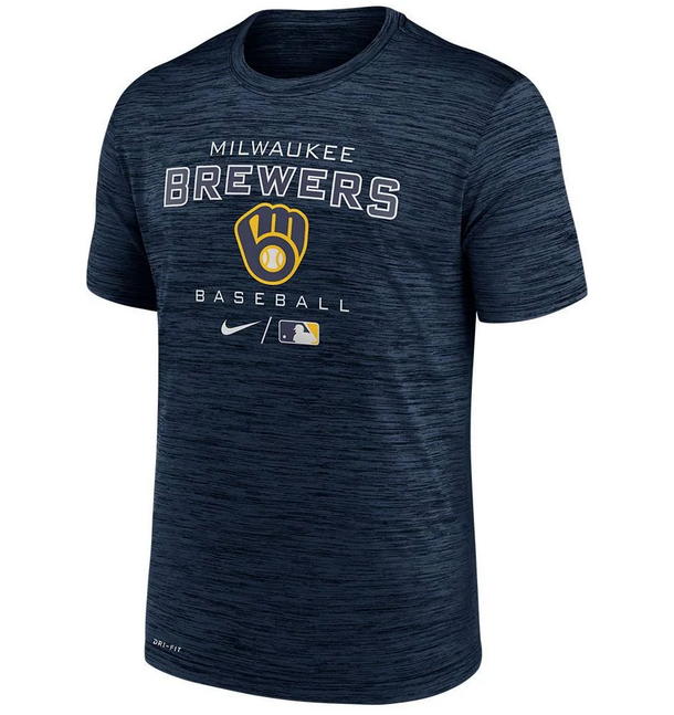 Men's Milwaukee Brewers Navy Dri-Fit Velocity Practice T-Shirt